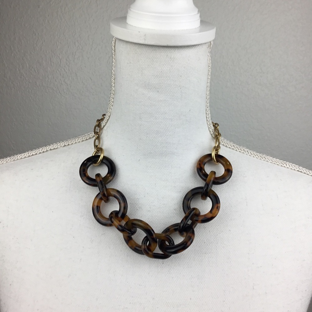 J. Crew Tortoise Resin Link Statement Necklace